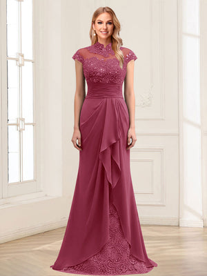 Sheath/Column Scoop Sleeveless Floor-Length Mother of the Bride Dresses with Lace & Applique