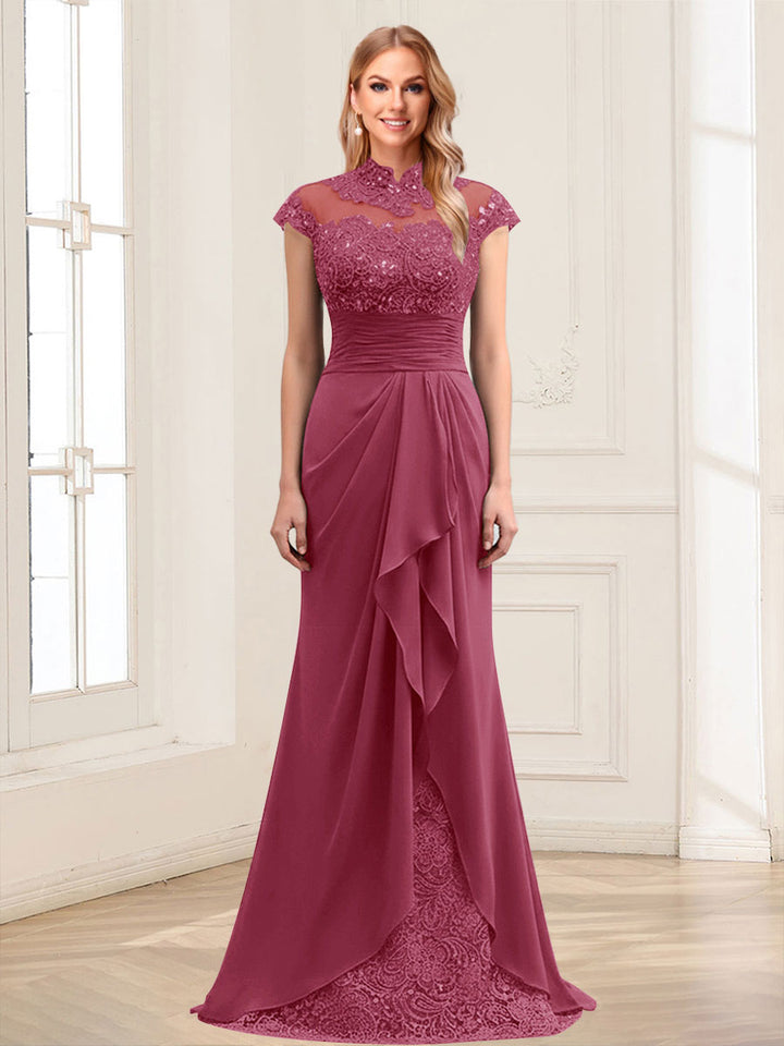 Sheath/Column Scoop Sleeveless Floor-Length Mother of the Bride Dresses with Lace &amp; Applique