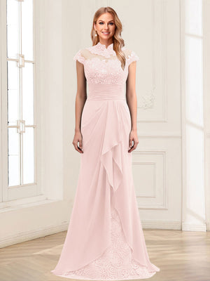 Sheath/Column Scoop Sleeveless Floor-Length Mother of the Bride Dresses with Lace & Applique