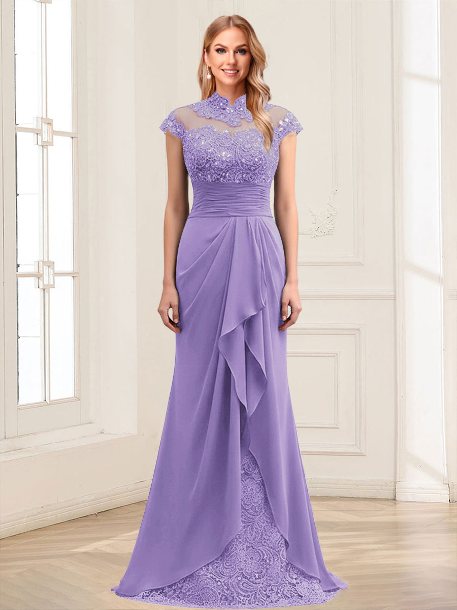 Sheath/Column Scoop Sleeveless Floor-Length Mother of the Bride Dresses with Lace &amp; Applique