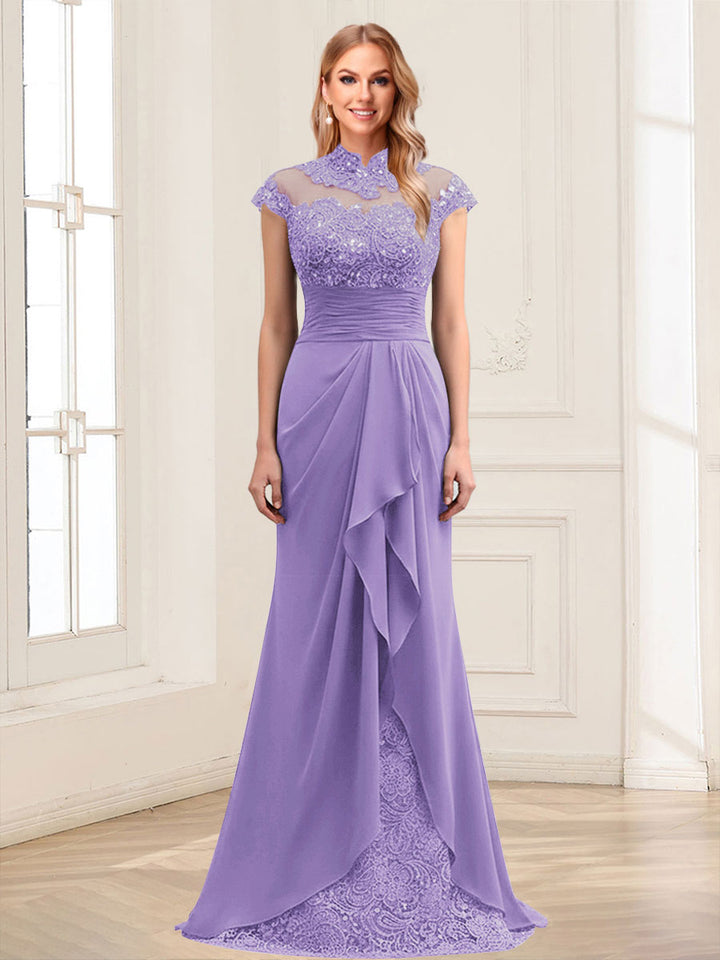 Sheath/Column Scoop Sleeveless Floor-Length Mother of the Bride Dresses with Lace &amp; Applique