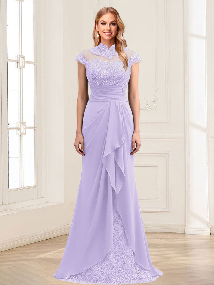 Sheath/Column Scoop Sleeveless Floor-Length Mother of the Bride Dresses with Lace &amp; Applique