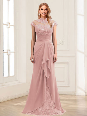 Sheath/Column Scoop Sleeveless Floor-Length Mother of the Bride Dresses with Lace & Applique