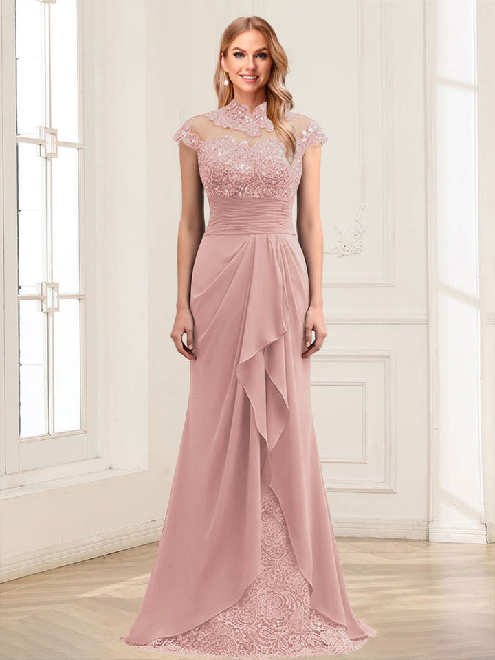 Sheath/Column Scoop Sleeveless Floor-Length Mother of the Bride Dresses with Lace &amp; Applique