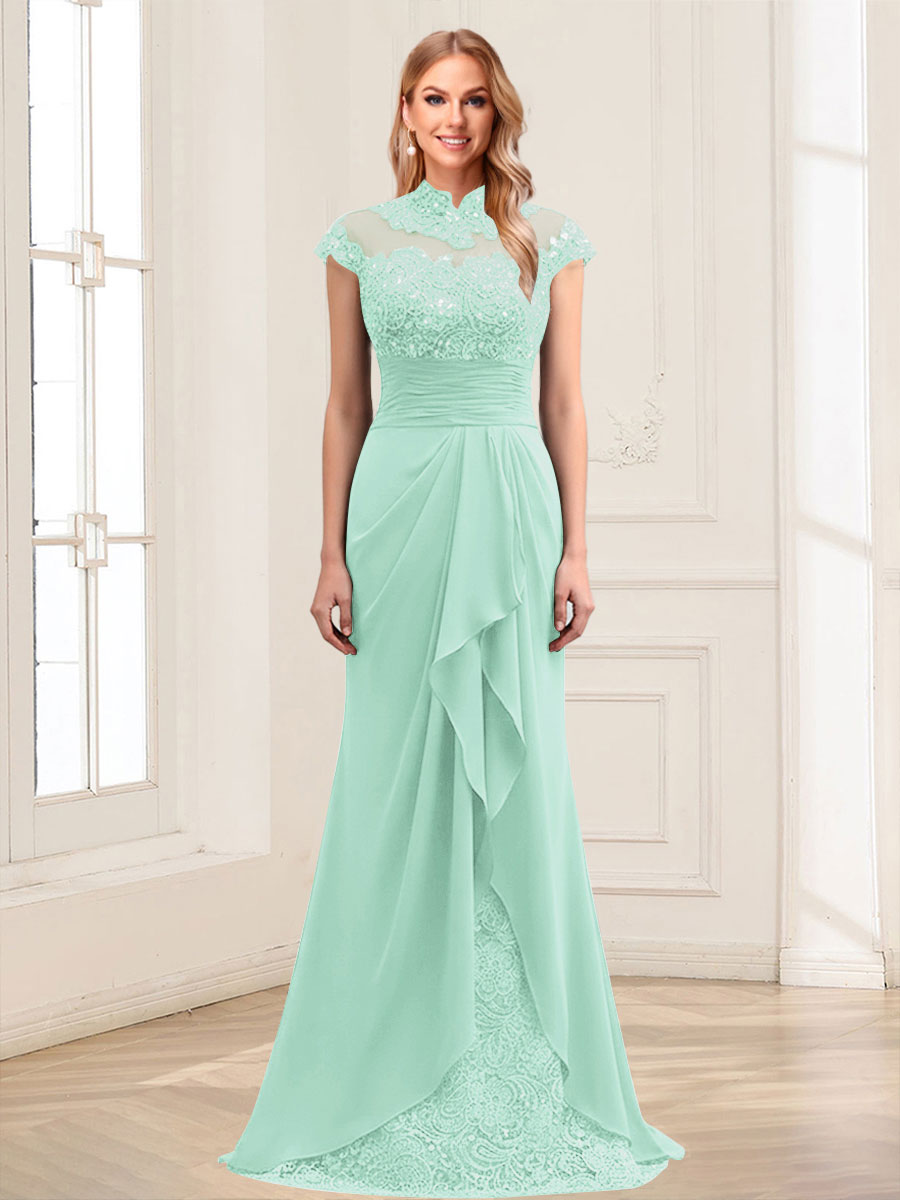 Sheath/Column Scoop Sleeveless Floor-Length Mother of the Bride Dresses with Lace &amp; Applique