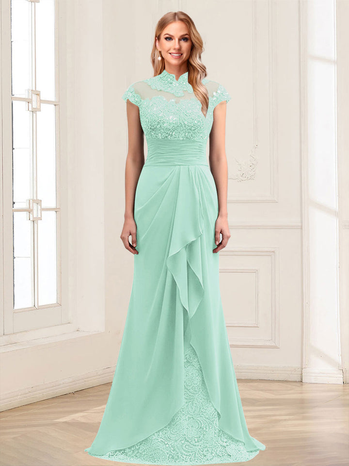 Sheath/Column Scoop Sleeveless Floor-Length Mother of the Bride Dresses with Lace &amp; Applique
