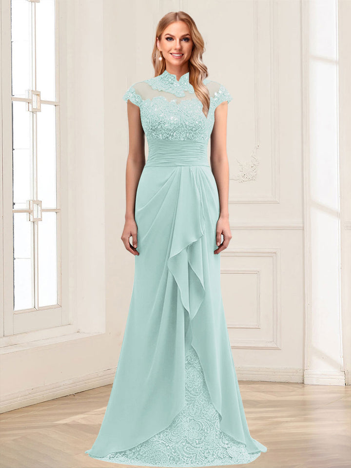 Sheath/Column Scoop Sleeveless Floor-Length Mother of the Bride Dresses with Lace &amp; Applique
