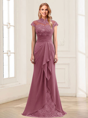 Sheath/Column Scoop Sleeveless Floor-Length Mother of the Bride Dresses with Lace & Applique
