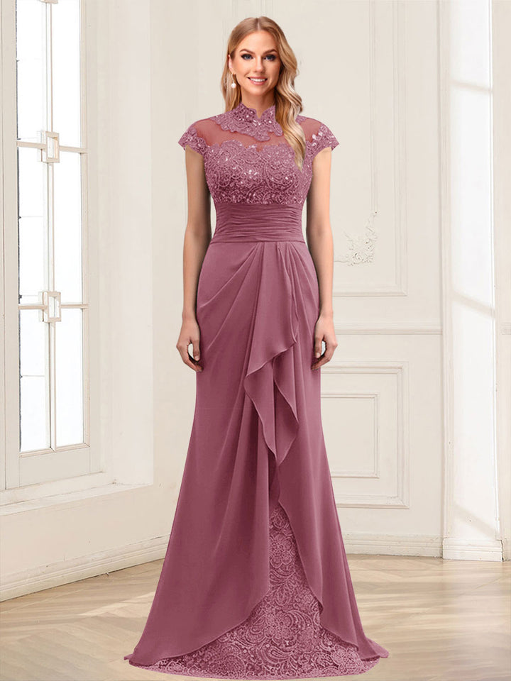 Sheath/Column Scoop Sleeveless Floor-Length Mother of the Bride Dresses with Lace &amp; Applique