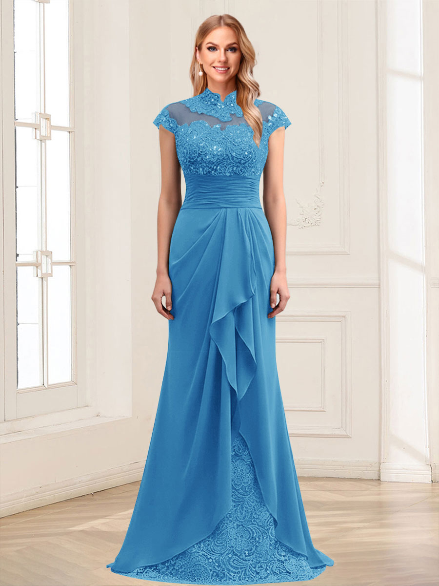 Sheath/Column Scoop Sleeveless Floor-Length Mother of the Bride Dresses with Lace &amp; Applique