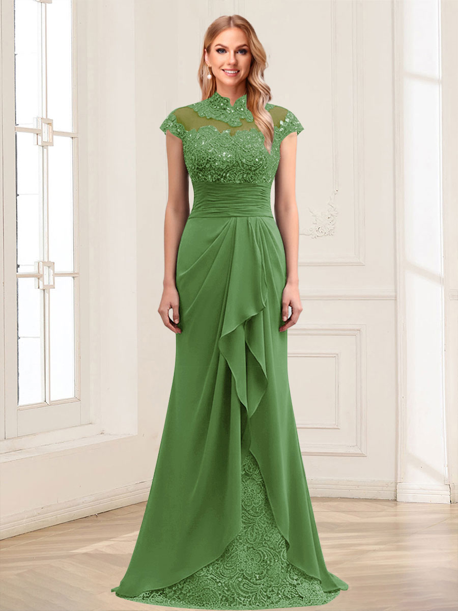 Sheath/Column Scoop Sleeveless Floor-Length Mother of the Bride Dresses with Lace &amp; Applique