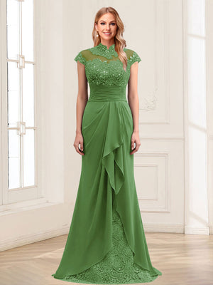 Sheath/Column Scoop Sleeveless Floor-Length Mother of the Bride Dresses with Lace & Applique