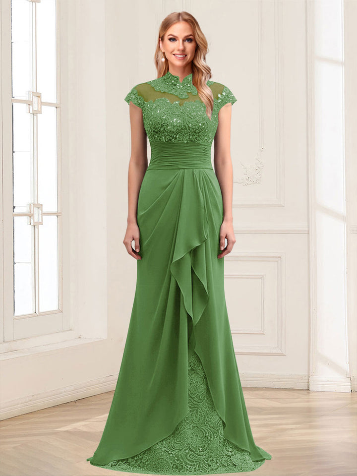 Sheath/Column Scoop Sleeveless Floor-Length Mother of the Bride Dresses with Lace &amp; Applique