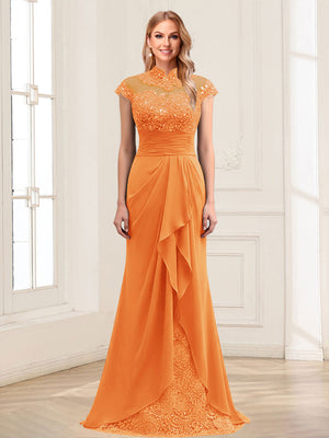 Sheath/Column Scoop Sleeveless Floor-Length Mother of the Bride Dresses with Lace & Applique