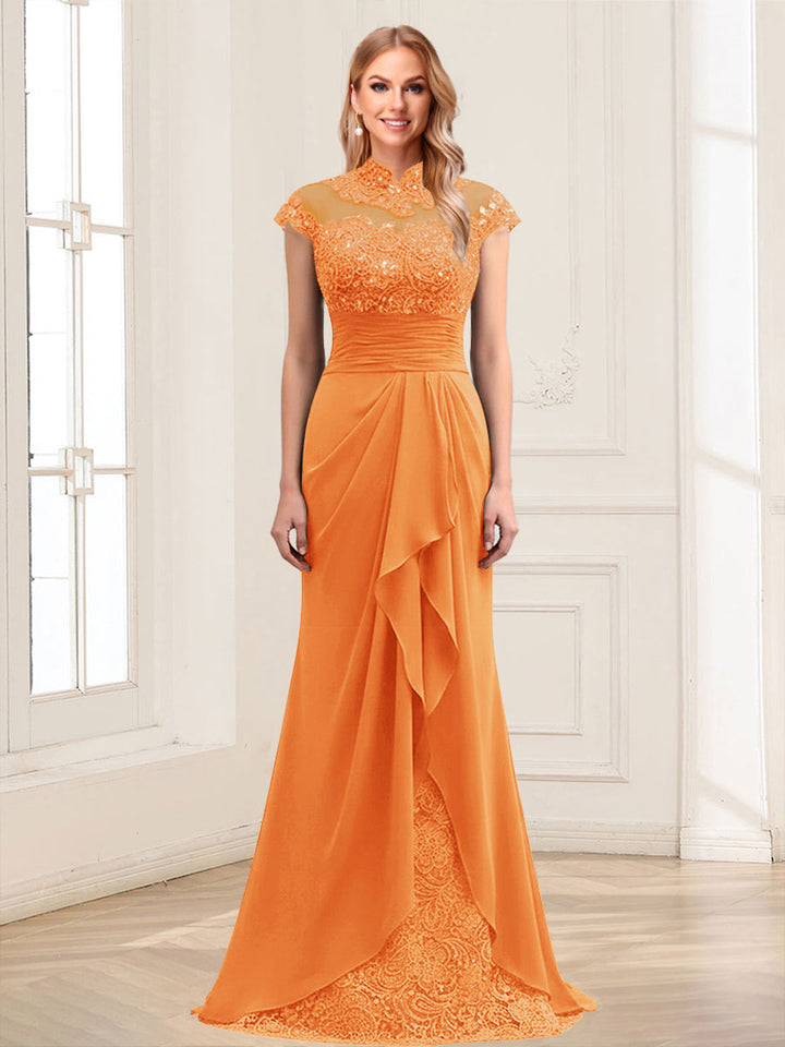 Sheath/Column Scoop Sleeveless Floor-Length Mother of the Bride Dresses with Lace &amp; Applique