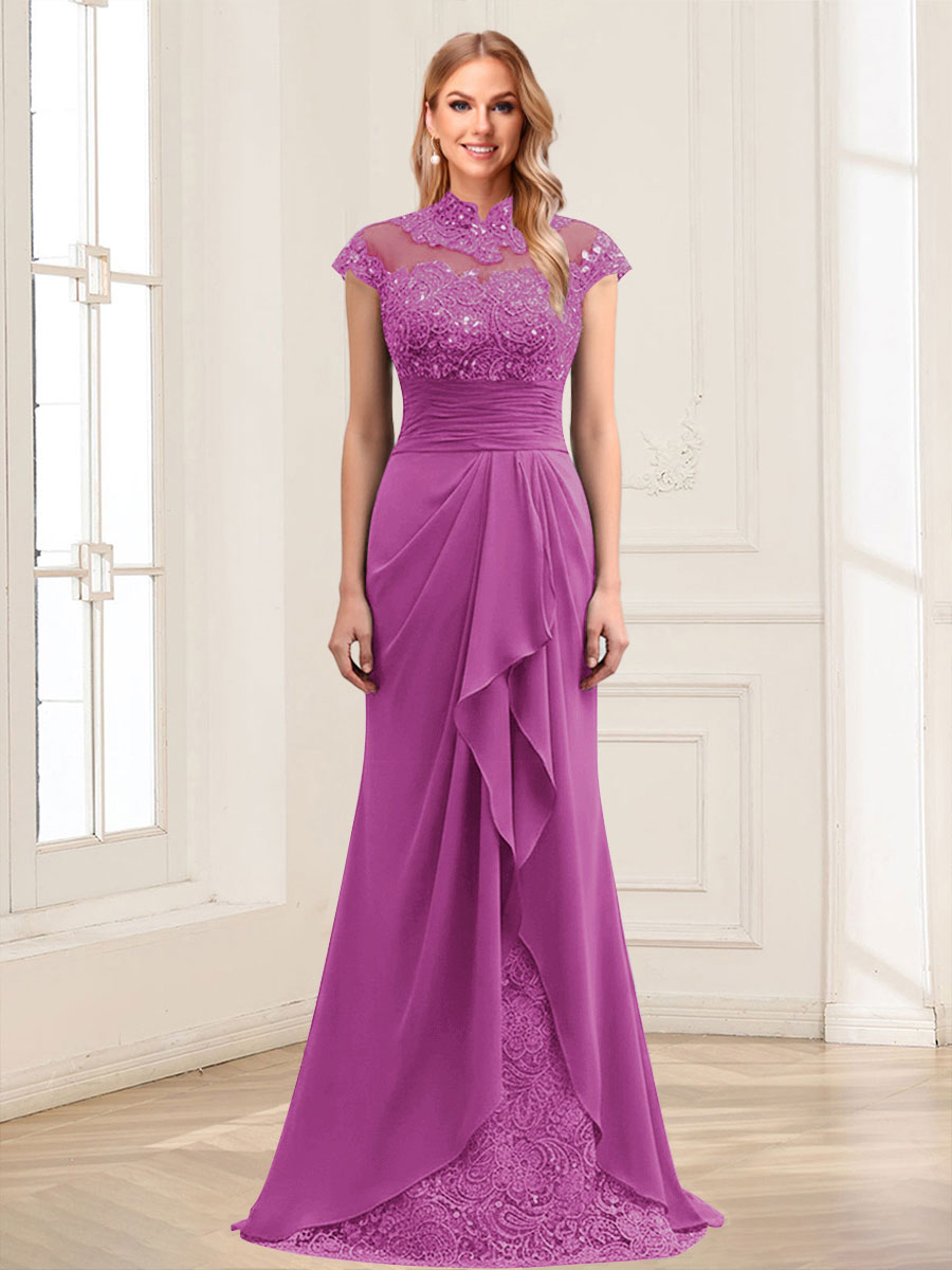 Sheath/Column Scoop Sleeveless Floor-Length Mother of the Bride Dresses with Lace &amp; Applique