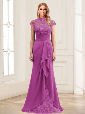Sheath/Column Scoop Sleeveless Floor-Length Mother of the Bride Dresses with Lace & Applique