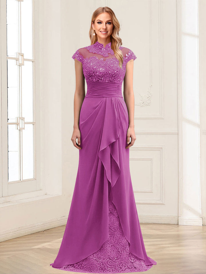 Sheath/Column Scoop Sleeveless Floor-Length Mother of the Bride Dresses with Lace &amp; Applique