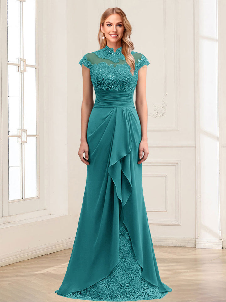 Sheath/Column Scoop Sleeveless Floor-Length Mother of the Bride Dresses with Lace &amp; Applique