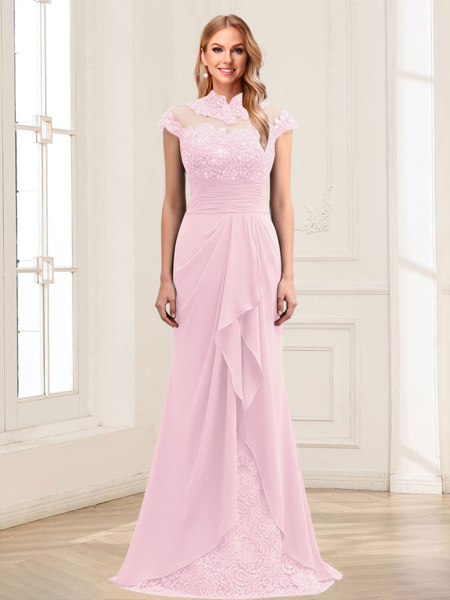 Sheath/Column Scoop Sleeveless Floor-Length Mother of the Bride Dresses with Lace &amp; Applique