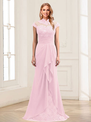 Sheath/Column Scoop Sleeveless Floor-Length Mother of the Bride Dresses with Lace & Applique