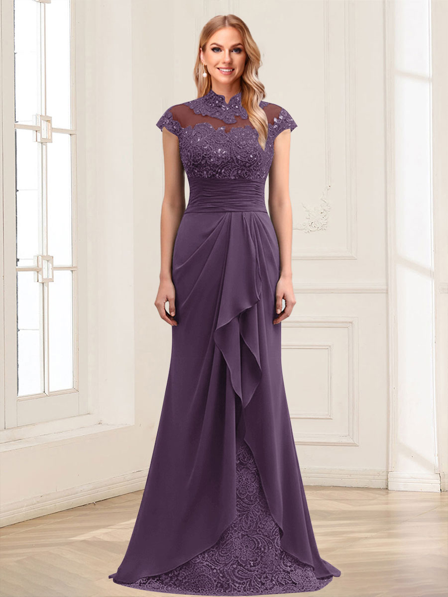 Sheath/Column Scoop Sleeveless Floor-Length Mother of the Bride Dresses with Lace &amp; Applique