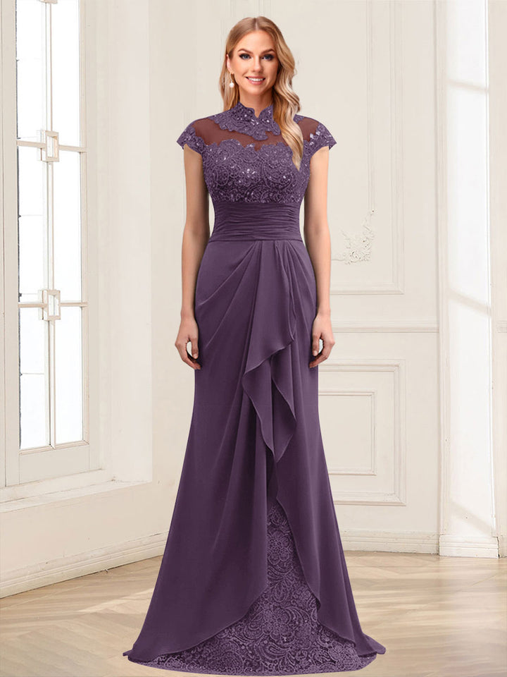 Sheath/Column Scoop Sleeveless Floor-Length Mother of the Bride Dresses with Lace &amp; Applique