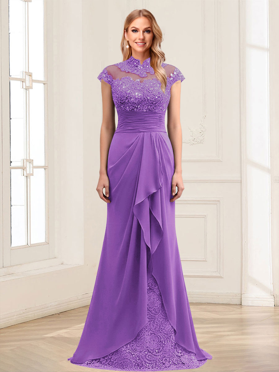 Sheath/Column Scoop Sleeveless Floor-Length Mother of the Bride Dresses with Lace &amp; Applique