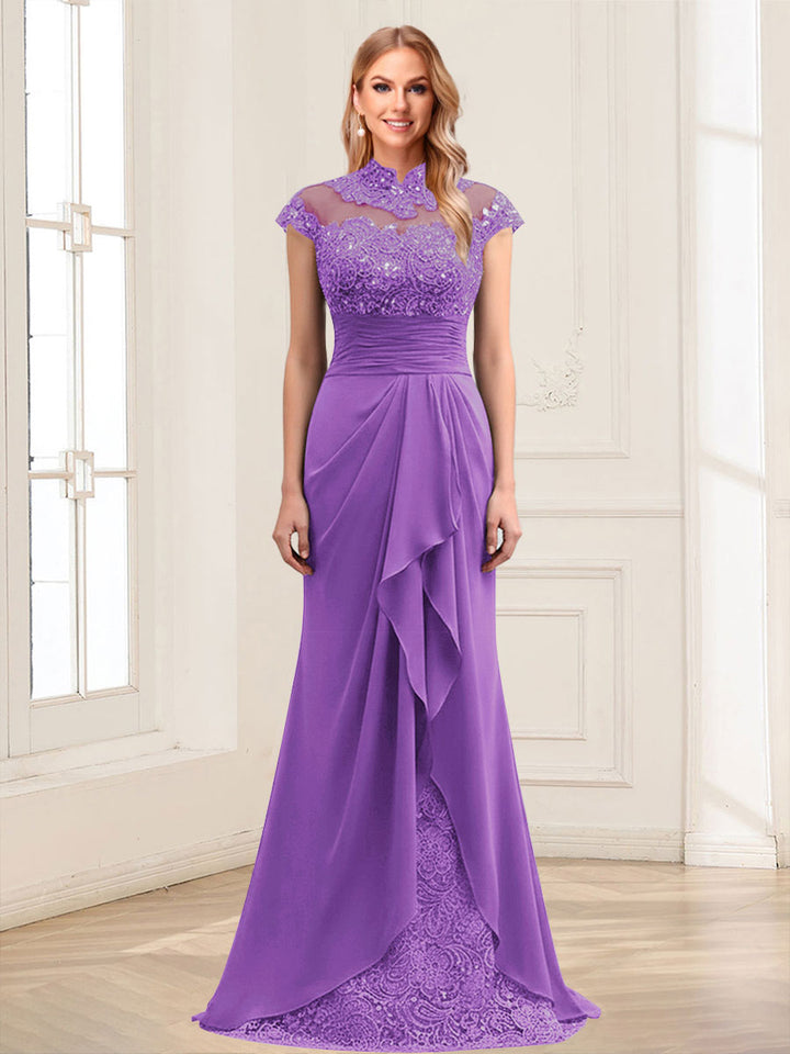 Sheath/Column Scoop Sleeveless Floor-Length Mother of the Bride Dresses with Lace &amp; Applique