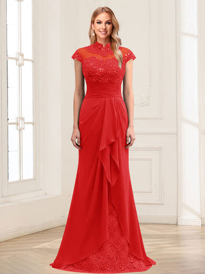 Sheath/Column Scoop Sleeveless Floor-Length Mother of the Bride Dresses with Lace & Applique