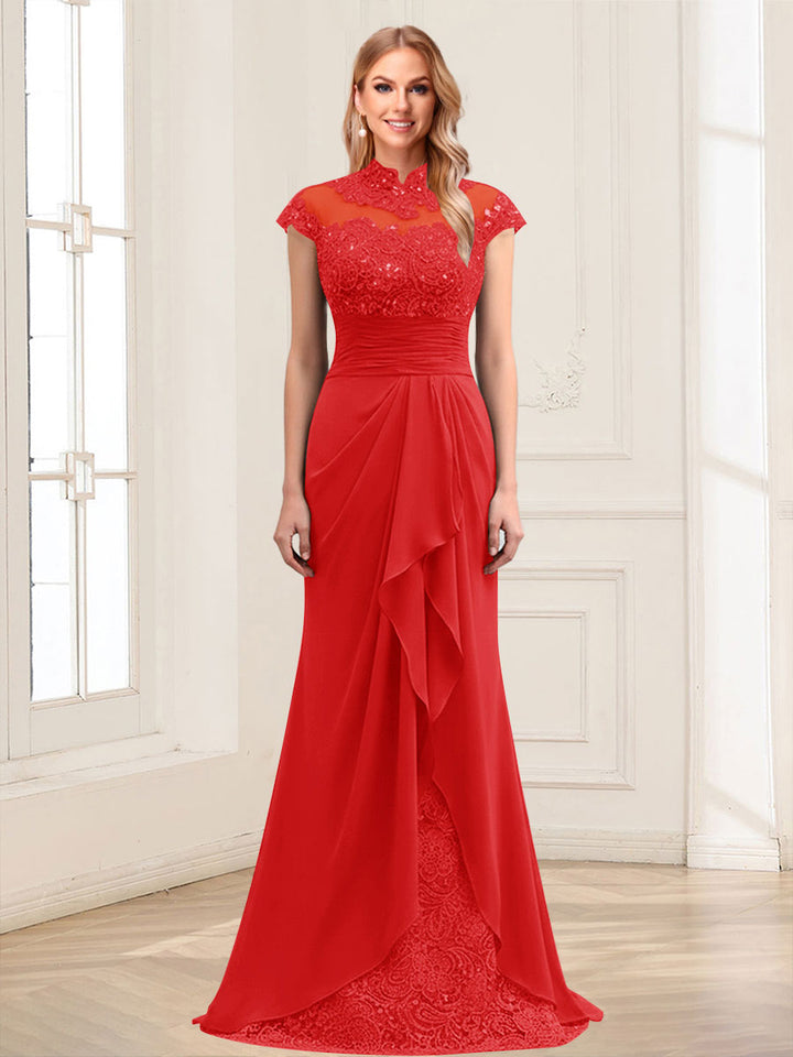 Sheath/Column Scoop Sleeveless Floor-Length Mother of the Bride Dresses with Lace &amp; Applique