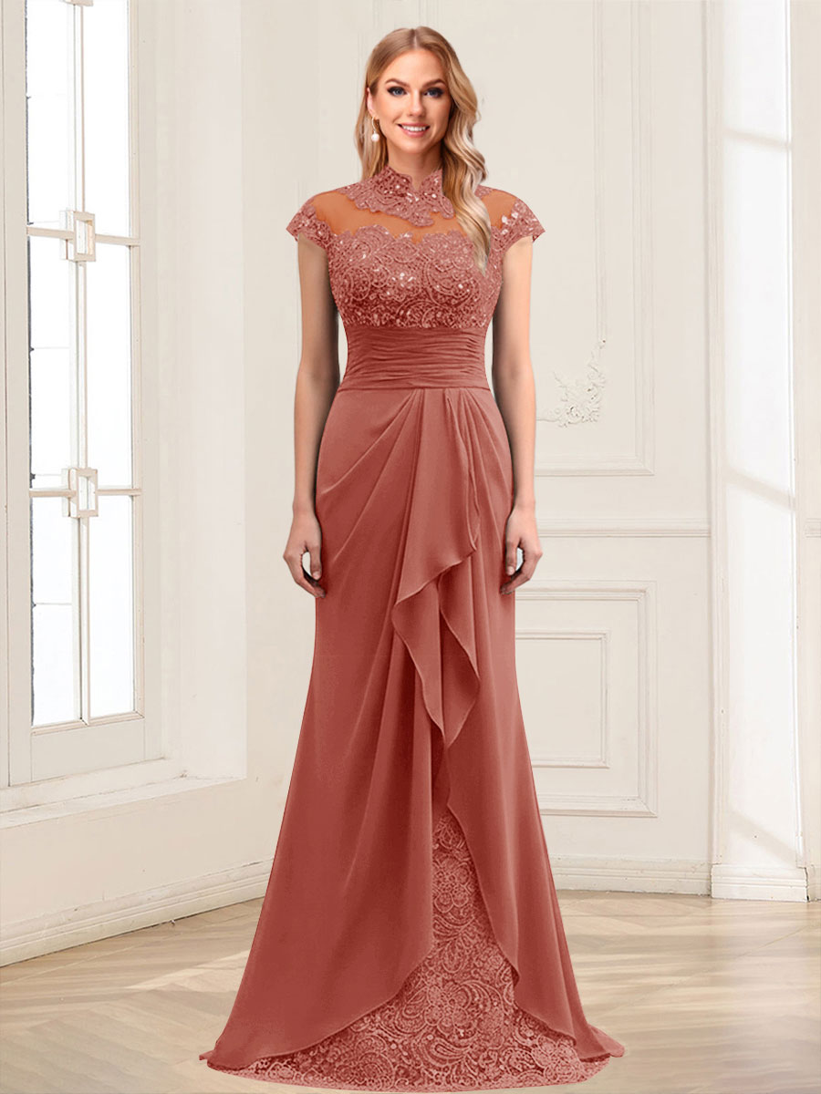 Sheath/Column Scoop Sleeveless Floor-Length Mother of the Bride Dresses with Lace &amp; Applique