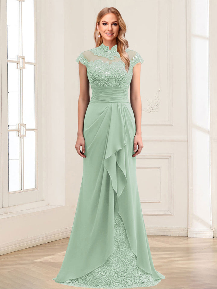 Sheath/Column Scoop Sleeveless Floor-Length Mother of the Bride Dresses with Lace &amp; Applique