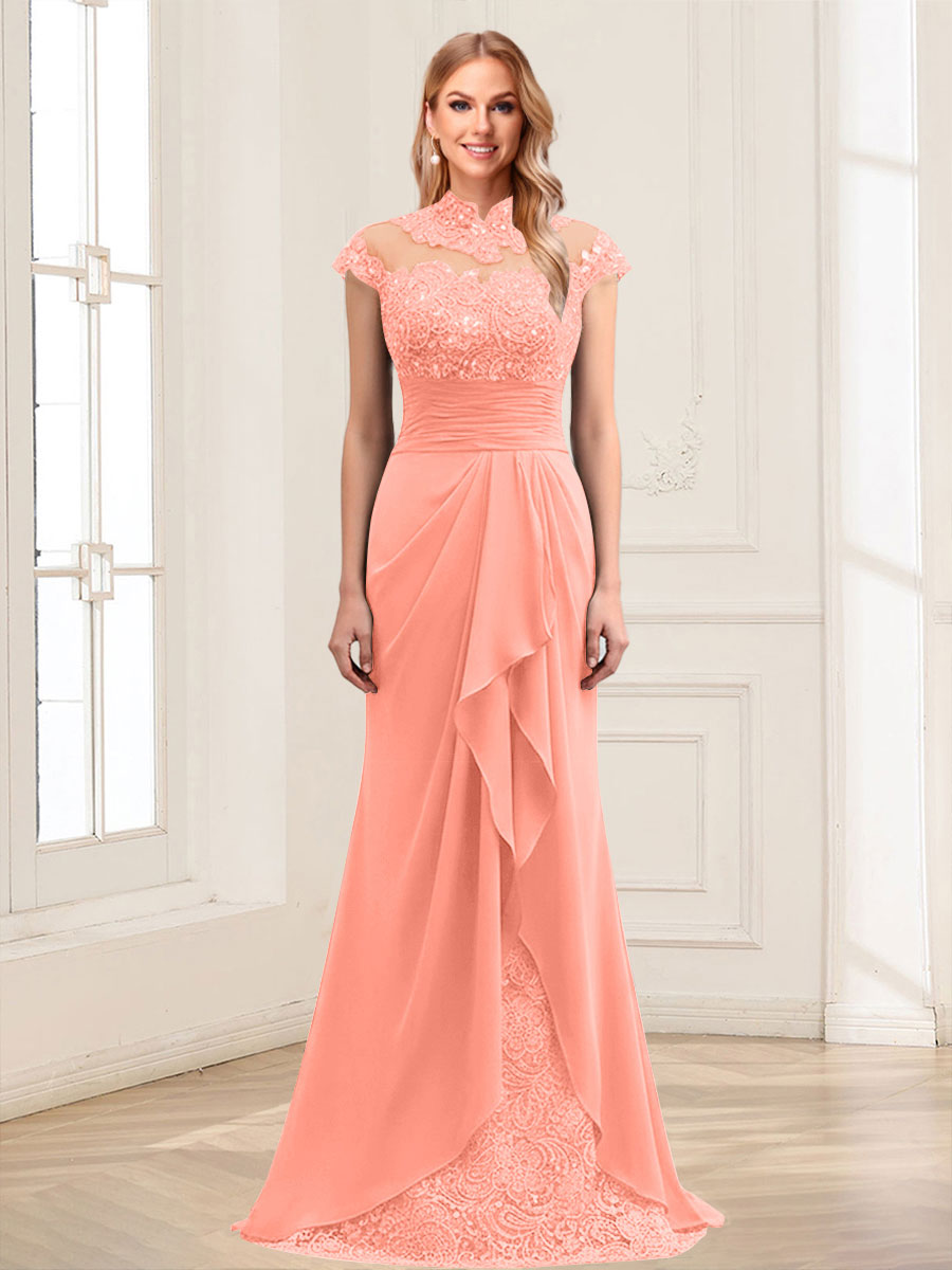 Sheath/Column Scoop Sleeveless Floor-Length Mother of the Bride Dresses with Lace &amp; Applique