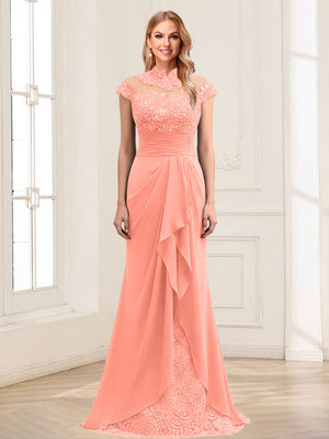 Sheath/Column Scoop Sleeveless Floor-Length Mother of the Bride Dresses with Lace & Applique
