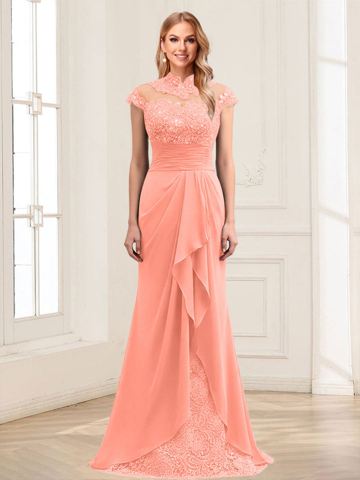 Sheath/Column Scoop Sleeveless Floor-Length Mother of the Bride Dresses with Lace &amp; Applique