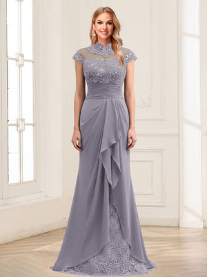 Sheath/Column Scoop Sleeveless Floor-Length Mother of the Bride Dresses with Lace & Applique