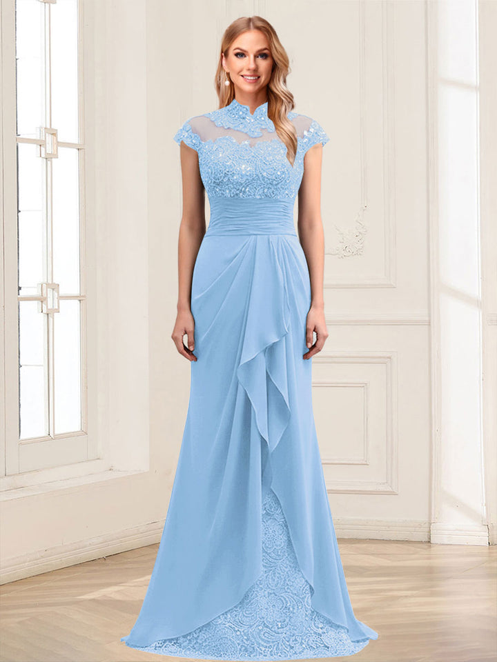 Sheath/Column Scoop Sleeveless Floor-Length Mother of the Bride Dresses with Lace &amp; Applique
