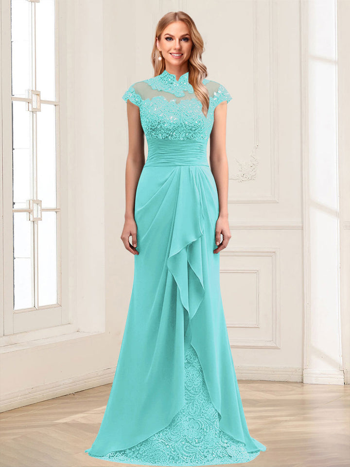 Sheath/Column Scoop Sleeveless Floor-Length Mother of the Bride Dresses with Lace &amp; Applique