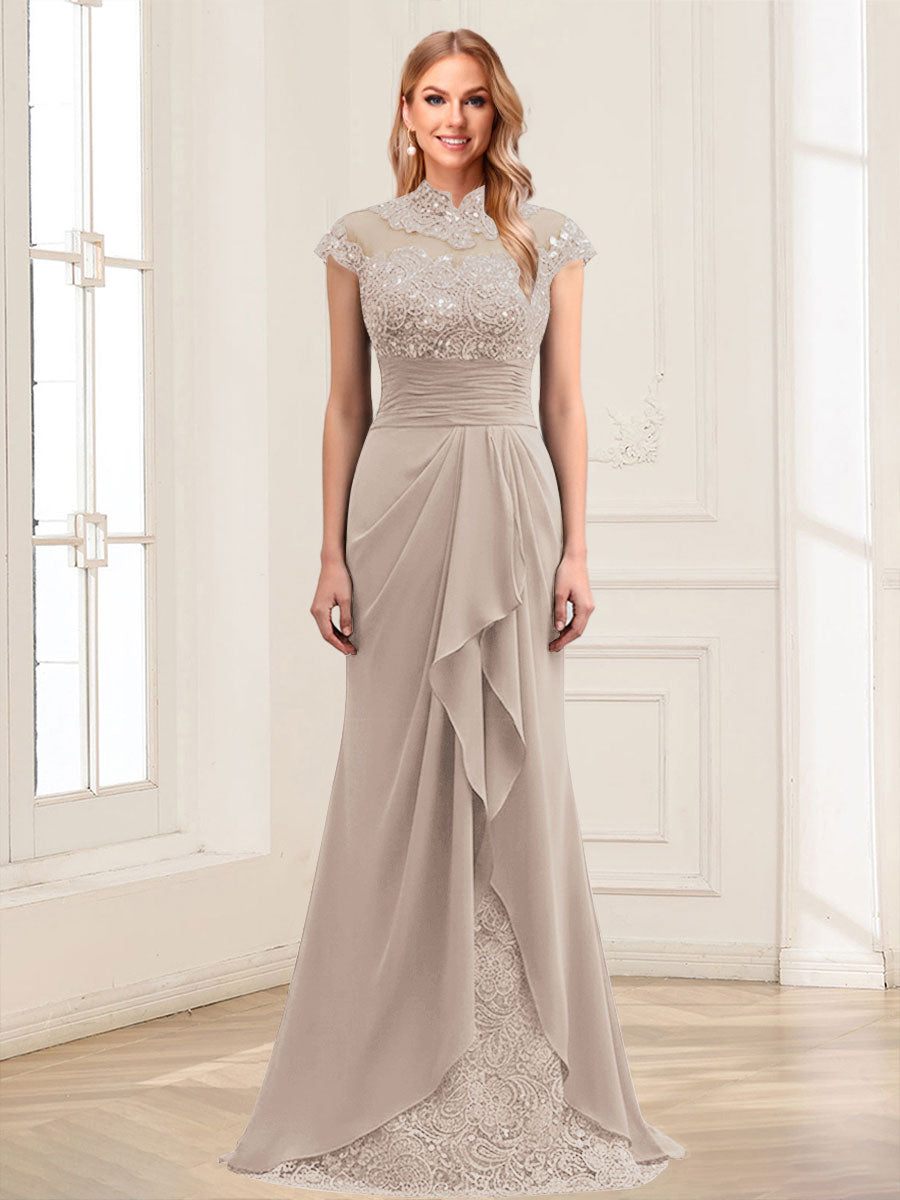 Sheath/Column Scoop Sleeveless Floor-Length Mother of the Bride Dresses with Lace &amp; Applique