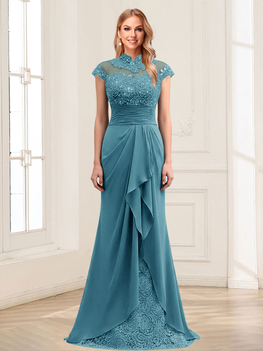 Sheath/Column Scoop Sleeveless Floor-Length Mother of the Bride Dresses with Lace &amp; Applique