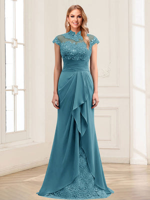 Sheath/Column Scoop Sleeveless Floor-Length Mother of the Bride Dresses with Lace & Applique