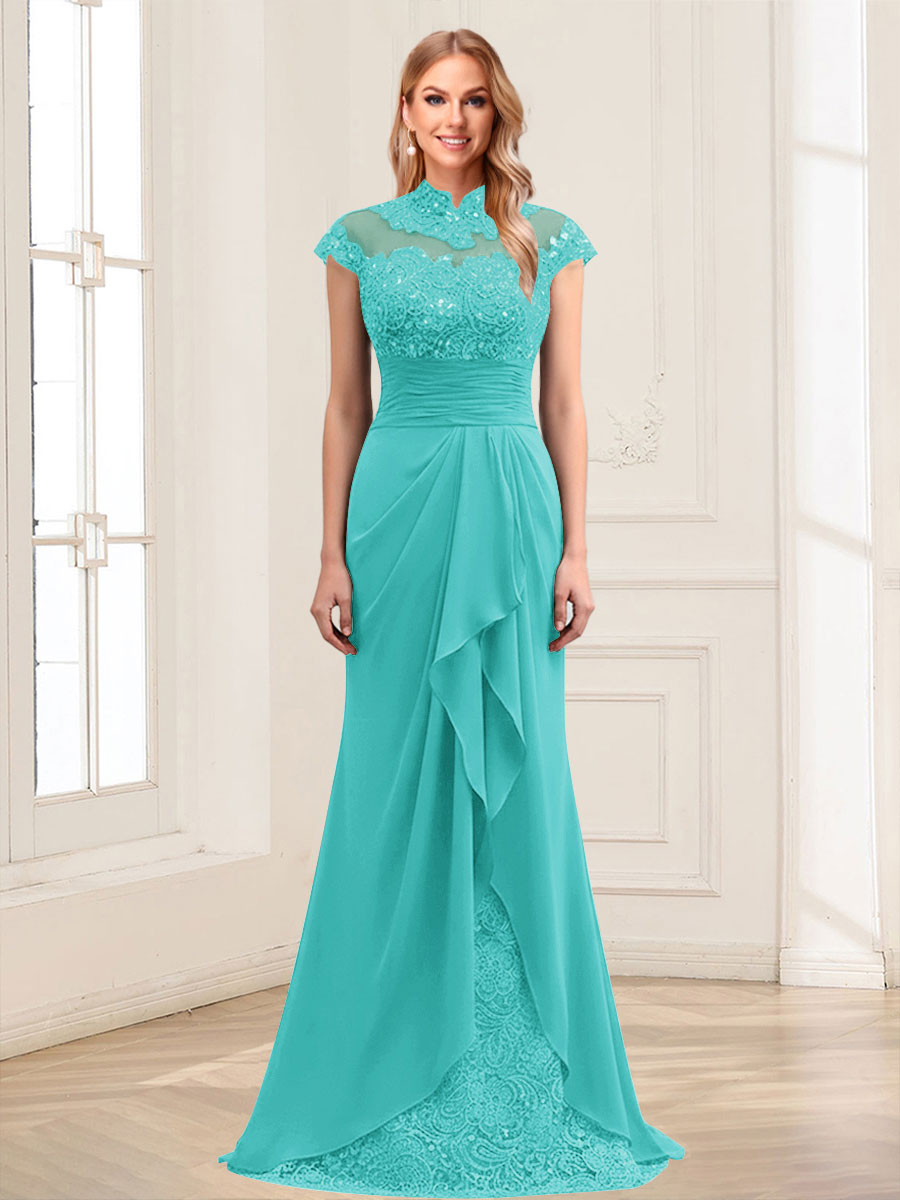 Sheath/Column Scoop Sleeveless Floor-Length Mother of the Bride Dresses with Lace &amp; Applique