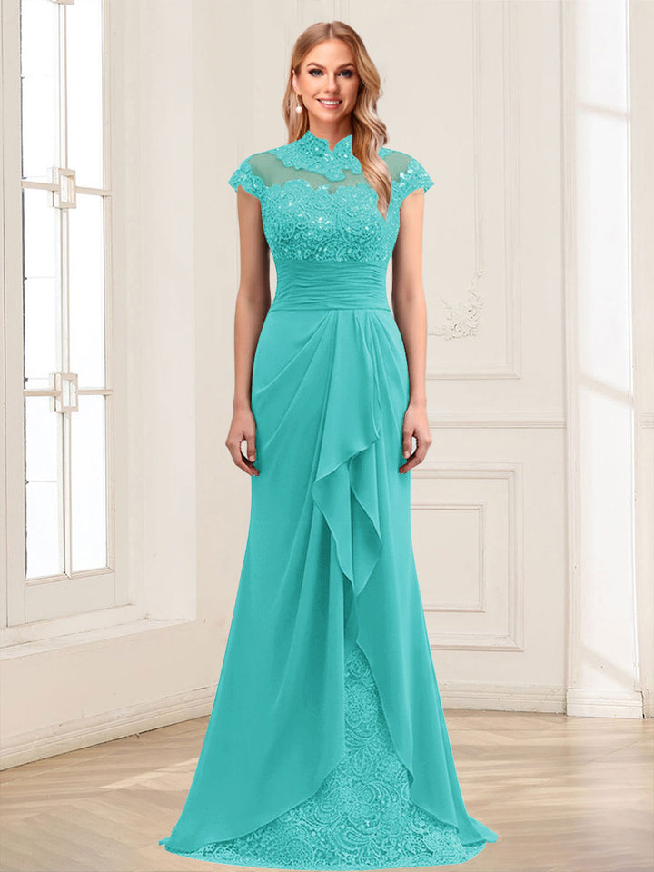 Sheath/Column Scoop Sleeveless Floor-Length Mother of the Bride Dresses with Lace &amp; Applique