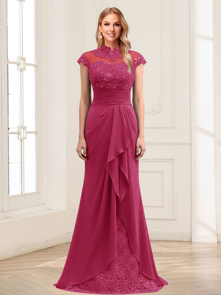 Sheath/Column Scoop Sleeveless Floor-Length Mother of the Bride Dresses with Lace &amp; Applique