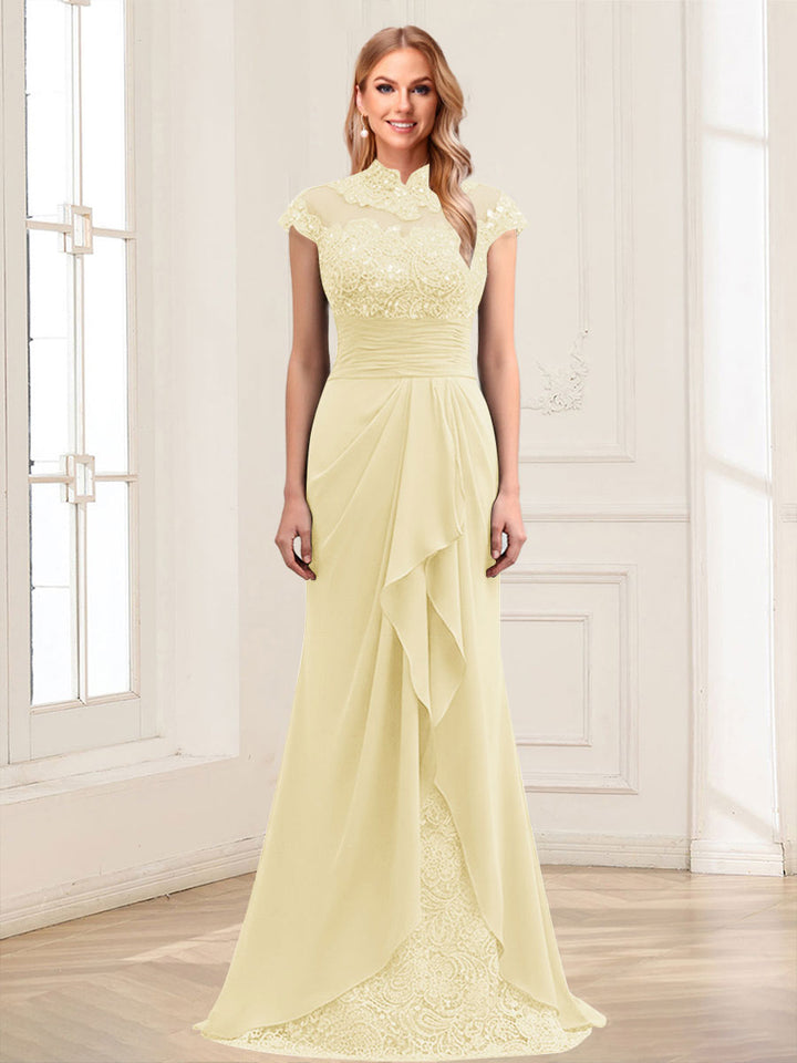 Sheath/Column Scoop Sleeveless Floor-Length Mother of the Bride Dresses with Lace &amp; Applique