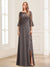 A-Line/Princess Scoop 3/4 Sleeves Floor-Length Mother of the Bride Dresses with Lace & Applique