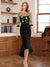Sheath/Column Scoop Half Sleeves Tea-Length Mother of the Bride Dresses with Floral Appliques