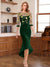 Sheath/Column Scoop Half Sleeves Tea-Length Mother of the Bride Dresses with Floral Appliques