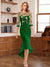Sheath/Column Scoop Half Sleeves Tea-Length Mother of the Bride Dresses with Floral Appliques